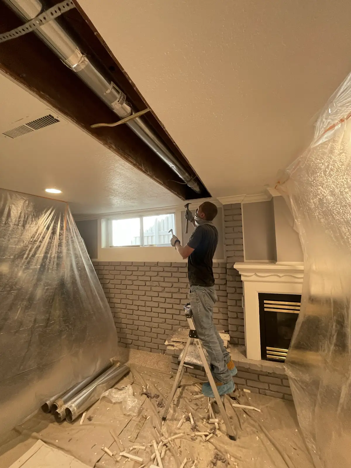 Basement Ceiling Demolition Prep provided by Air Pro UT.